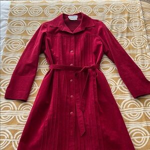 Elegant Red Button-Down Dress